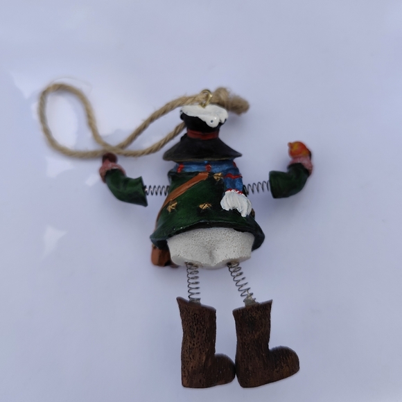 Snowman Ornament Green Jacket Brown Purse Boots and Spring legs - Picture 4 of 5